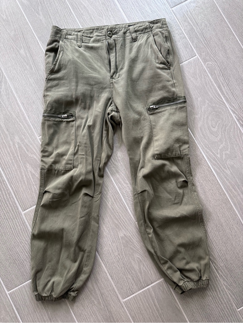 Blank NYC Olive Green Cargo Pants with Zip Pockets